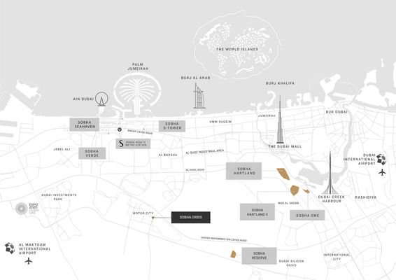 Sobha Dubai Map with Orbis