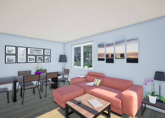 Wohnen / Kochen (Visualisierung, Wohnbeispiel)