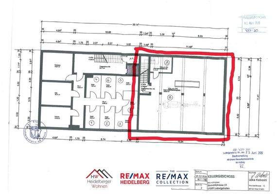 Grundriss KG markiert