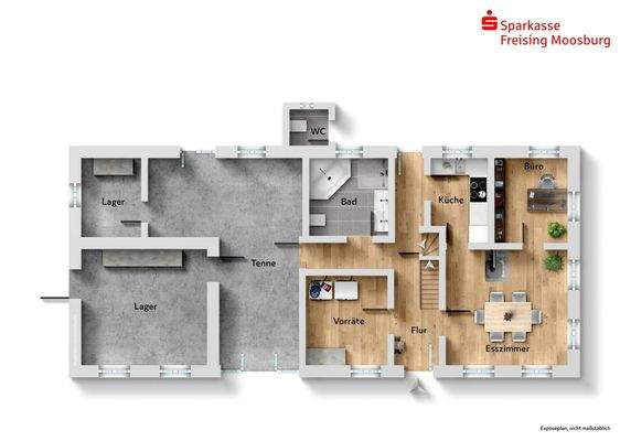 Grundrissbeispiel Erdgeschoss Hauptgebäude