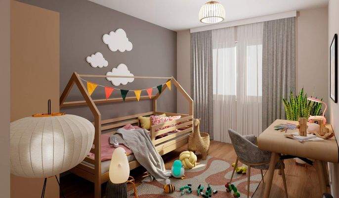 Ein Raum voller Fantasie mit Platz zum Malen, Spie