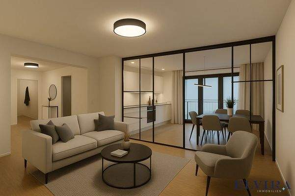 Visualisierungsvorschlag Raumabtrennung Wohn-/Essbereich