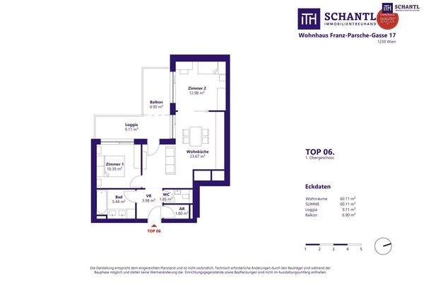 Grundriss Top 6, 1.Obergeschoss, schematische Darstellung