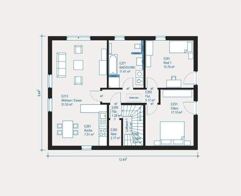 Die 3-Zimmer-Wohnung im OG