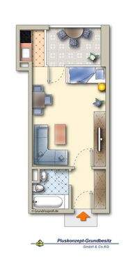 grafischer Grundriss möbliert