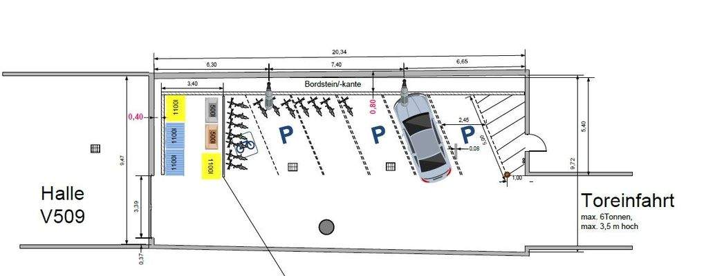 Innenhof Stellplätze Zufahrt