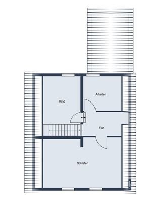 Dachgeschossgrundriss (Stufen ins Kinderzimmer gibt es nicht, hier is eine ebene Fläche ohne Stufen)