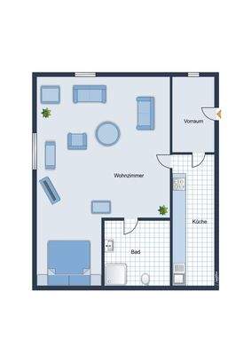 Bungalow mit Möbliervorschlag