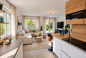 Küche Blick ins Wohnzimmer