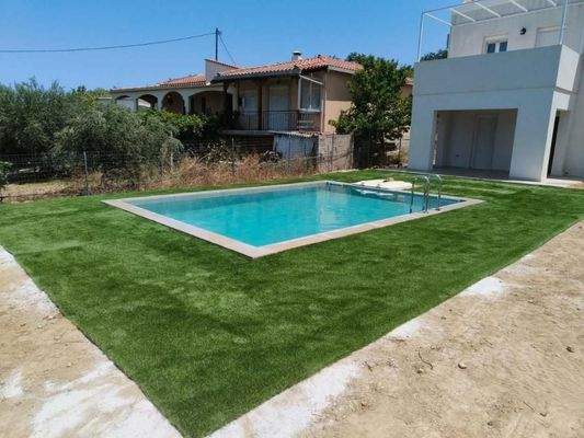Kreta, Dramia: Einfamilienhaus mit Meerblick und Pool zu verkaufen