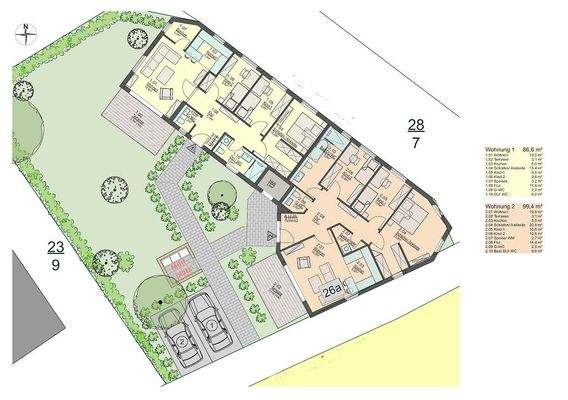 Grundrissvariante 2 Wohnungen