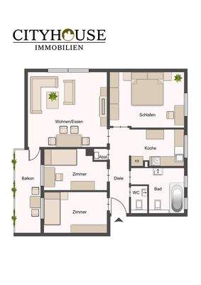 Erdgeschoss mit Balkon