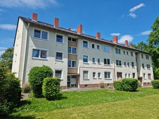 rot markiert der Bereich der Wohnung