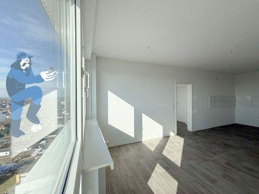 Wohnzimmer mit offener Küche