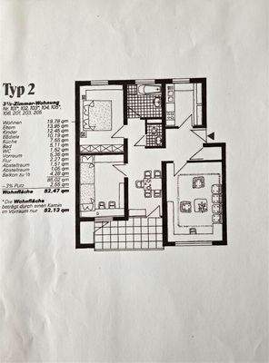 Grundriss mit Wohnflächenberechnung