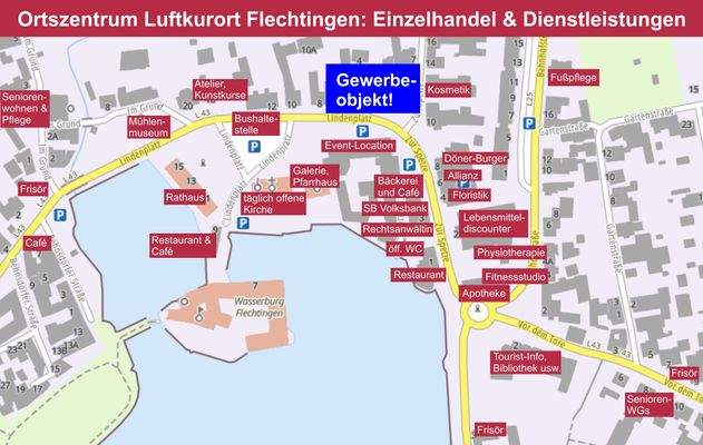 Lageplan Einzelhandel und Gastronomie Ortszentrum Flechtingen