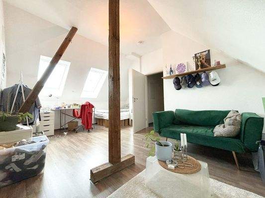 Ein Schlafzimmer im Dachgeschoss