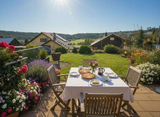 Blick von der Terrasse im EG