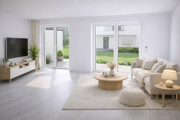 Visualisierung des Wohnbereichs – lichtdurchflutet und großzügig gestaltet