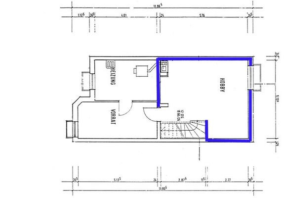 Grundriss Keller mit Hobbyraum