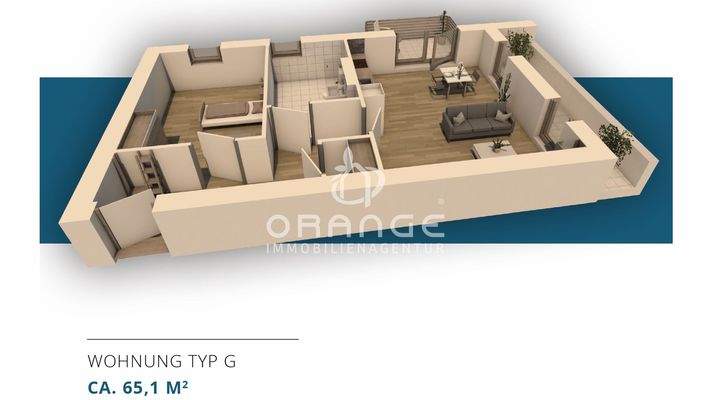 Grundriss 3D Wohnung Typ G