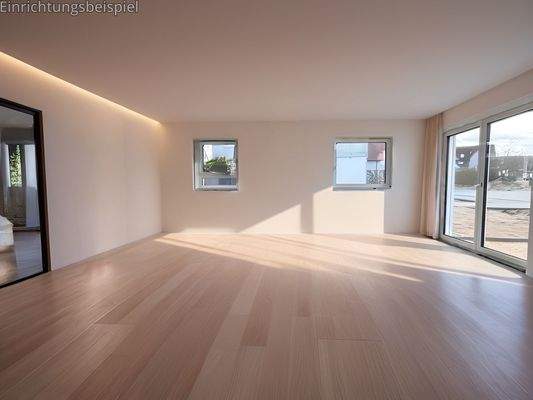 Gestaltungsbeispiel des Wohn-, Ess- und Kochbereichs