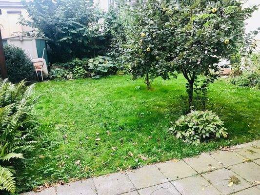 Blick auf grünen Innenhof