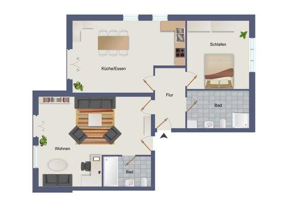 Unverbindlicher 2D Grundriss der Wohnung
