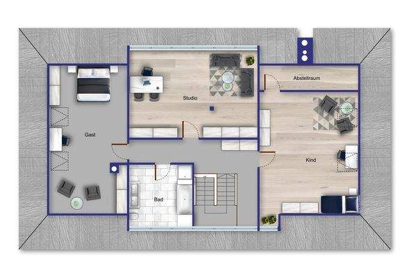 Grundriss Dachgeschoss (Möblierung beispielhaft)