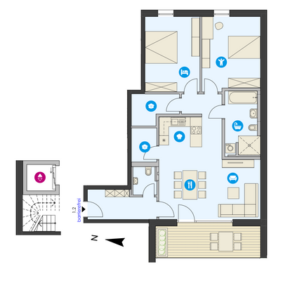 1.OG Grundriss WHG 1.2