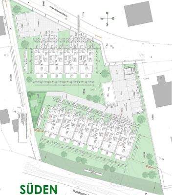 Übersichtsplan der Reihenhauswohnanlage