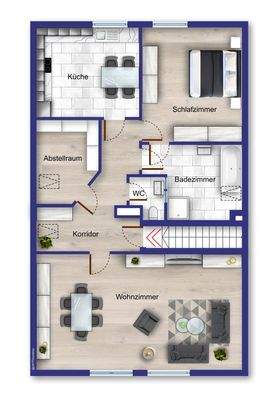 Grundriss Dachgeschoss (Möblierung beispielhaft)