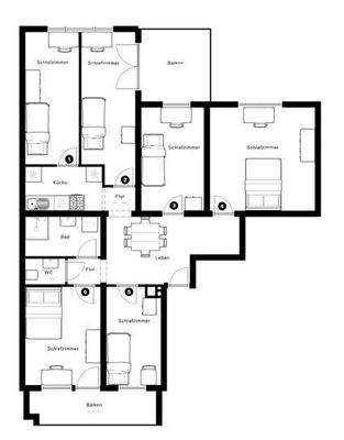 Grundriss mit Zimmern