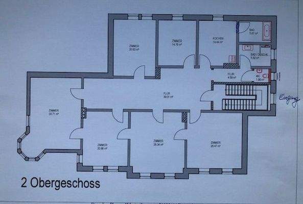 Grundriss 2. OG ursprünglich! wurde im Badbereich 