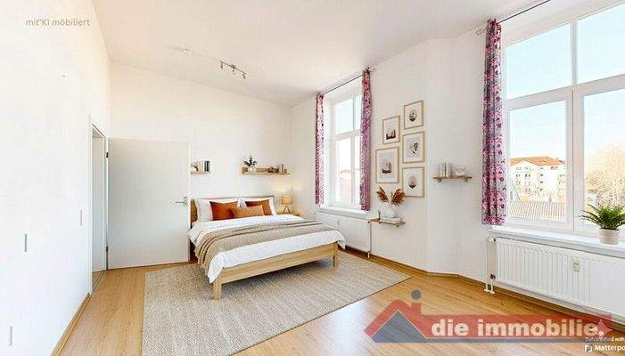 Schlafzimmer mit KI möbiliert