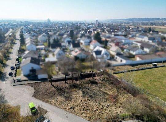 Vogelperspektive mit Blick Richtung Zentrum
