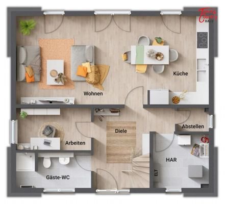 Grundriss EG offene Küche
