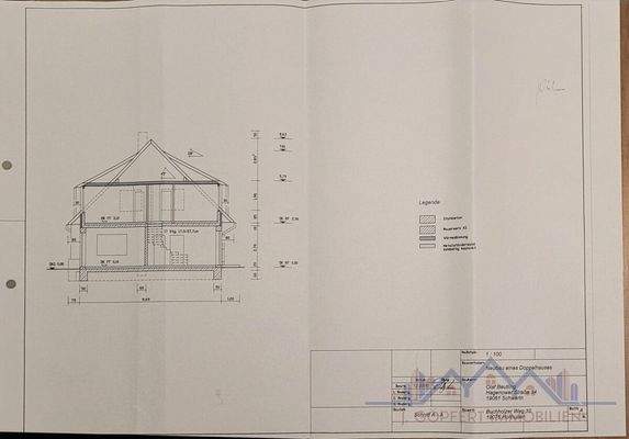 Bauzeichnung Seiten- Schnitt Ansicht Original Holthusen 