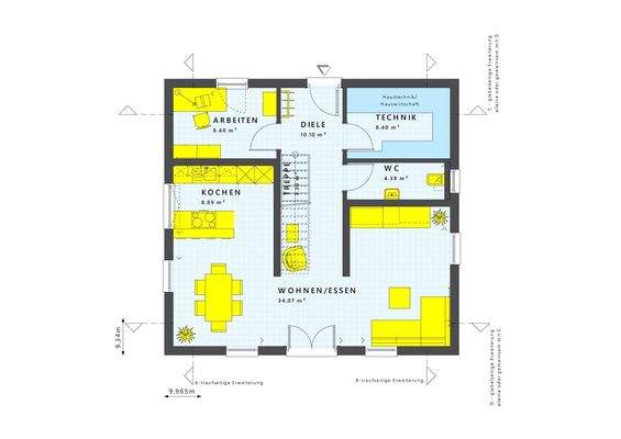Grundriss Erdgeschoss traufeitiger Eingang