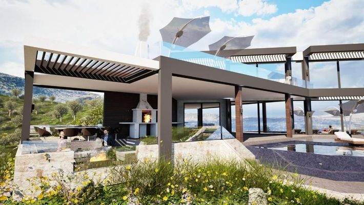 Kreta, Malaxa: Neubau-Projekt! Villa am Hang mit Panoramablick auf die Souda-Bucht zu verkaufen