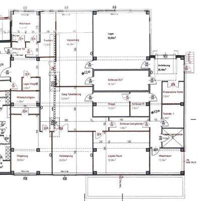 Grundrissplan Produktion und Anlieferung