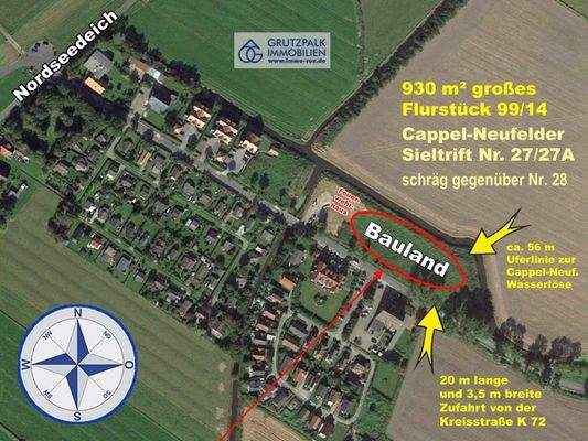 Bauplatz: nah zum Nordseedeich