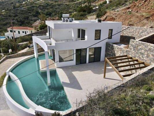 Kreta, Schisma Eloundas: Villa mit 3 Schlafzimmern und Pool bietet einen atemberaubenden Meerblick auf Elounda