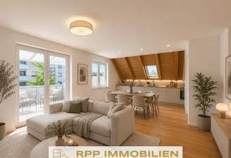 Visualisierung Wohnzimmer mit Küche