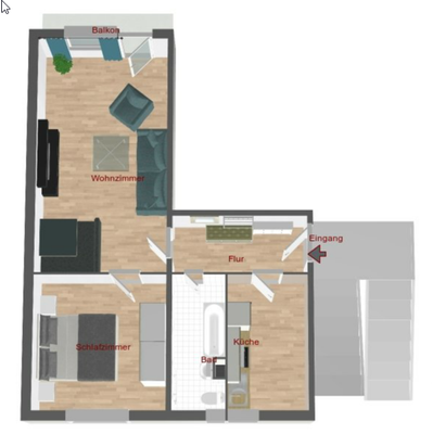 3D Grundriss Möblierungsbeispiel