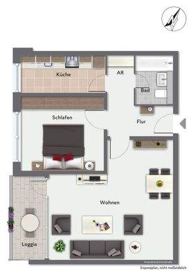 Grundriss Wohnung 2. Obergesch