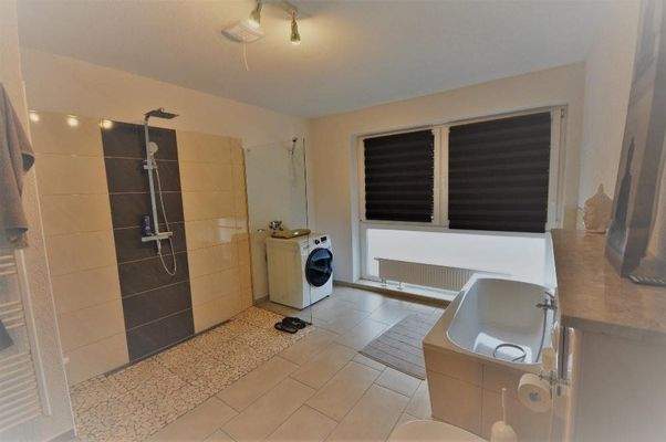 Blick in das Tgroße ageslichtbad mit BW und Großraumdusche