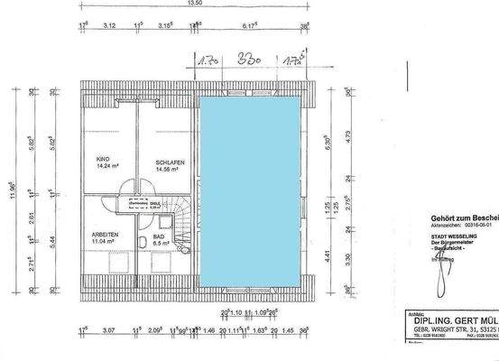 Grundriss OG +++Objekt DHH links -XIV- in Wesselin