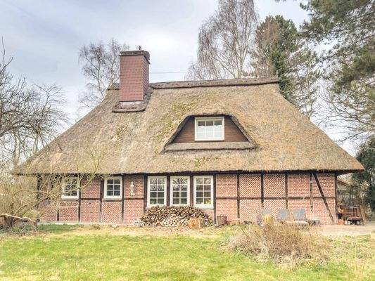 Traumhafter Blick zum Reetdachhaus