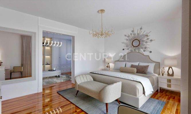 Visualisierung OG Schlafzimmer mit Ankleide und Büro